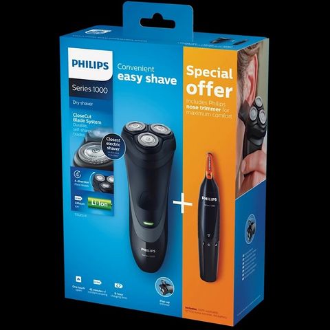 Philips Series 1000 barbermaskin + nesehårstrimmer