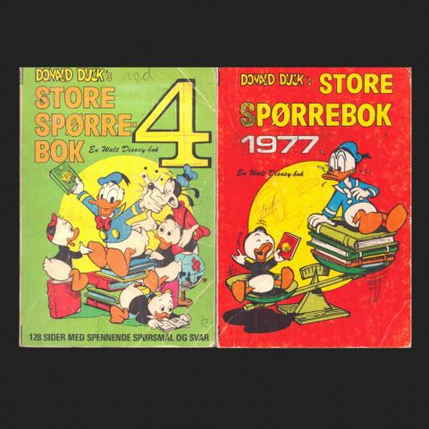 Donald Duck store spørrebok år 1974 og 1977