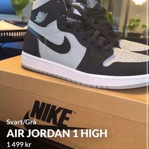 Air Jordan 1 high (str44)  svart/grå