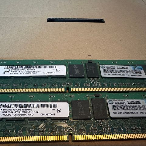 Micron 8GB DDR3 12800R ECC Server/Workstation RAM - 8 stk tilgjengelig