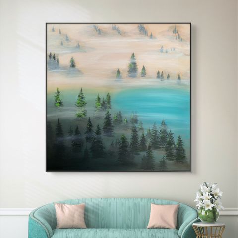 Maleri «Turquoise  misty Forest «