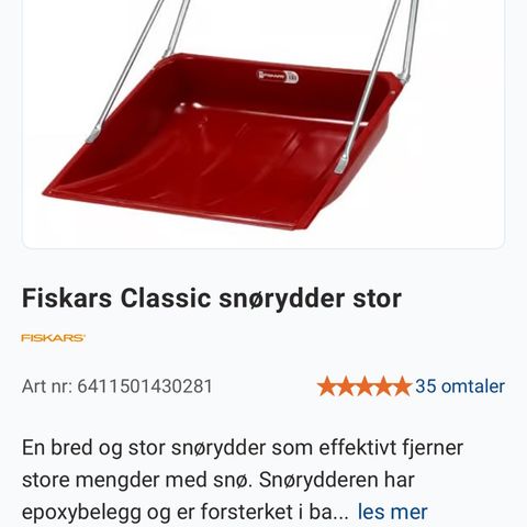 Snøskuffe til salgs