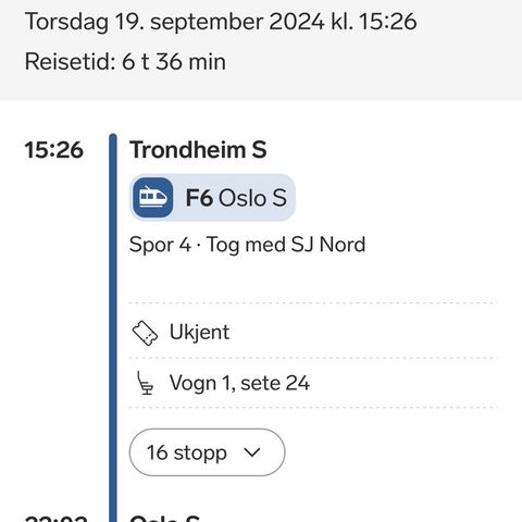 Trondheim-Oslo 19.september