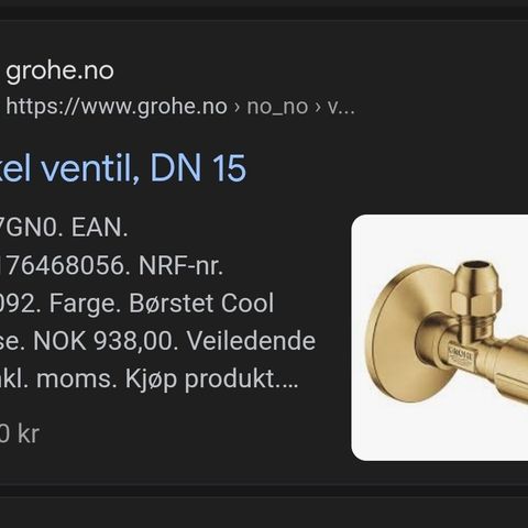 Vinkel ventil fra grohe