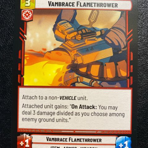 Vambrace flamethrower rare Star wars unlimited samlekort