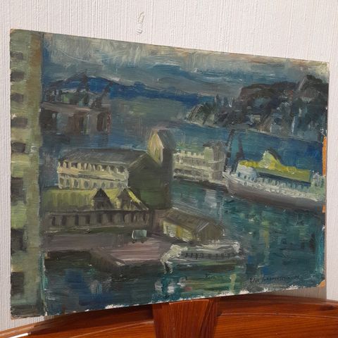 Else Johannessen (1918-2018,"Fra Bergen havn", datert 1979