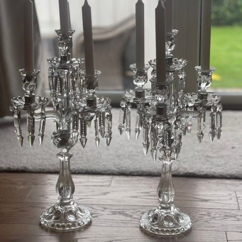 2 elegante 4 armet glass lysestaker selges samlet