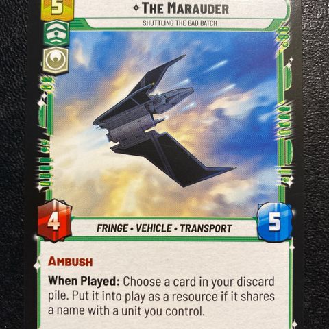 The Marauder rare Star wars unlimited samlekort