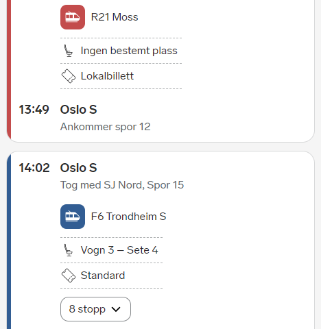 Togbillett Nationalterateret Otta fredag 6.9