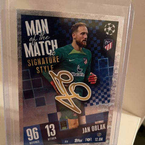 Jan Oblak - Topps Man of the Match Signature Style