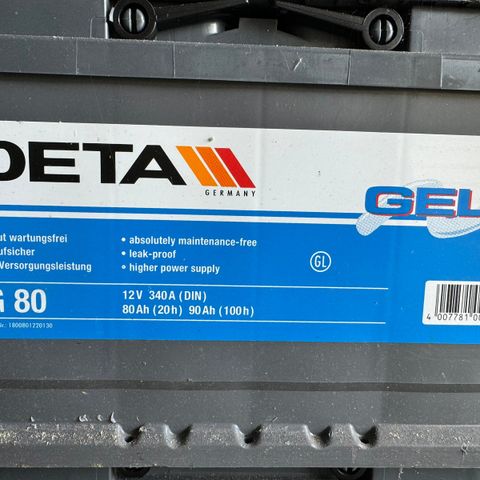 Gel batteri 12V 80Ah