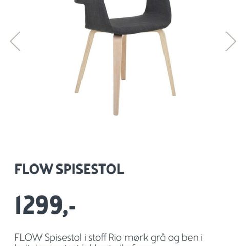 Nordic flow spisestol (grå med hvitpigmenterte ben)