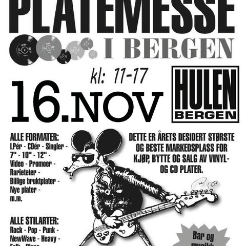 Vinylmania Platemesse Hulen lørdag 16 November kl 11 - 17 Tusenvis av vinyl LPs