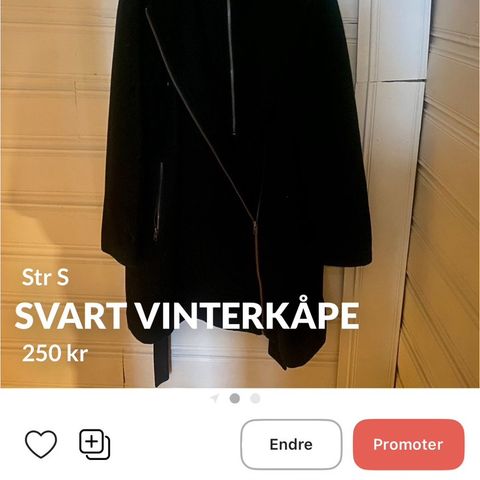 Pen svart vinterjakke