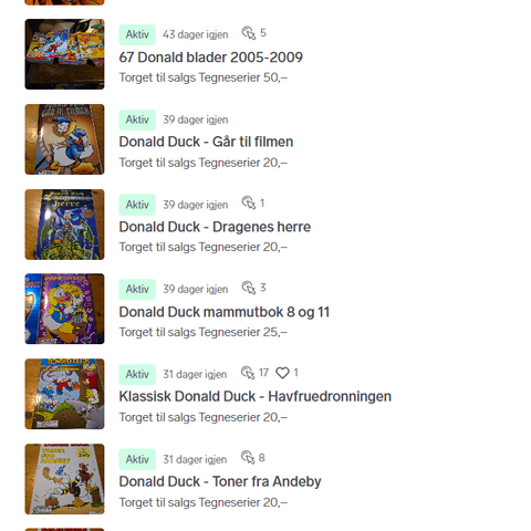 DONALD DUCK RAS! KUNDEN BESTEMMER PRIS! (MED FINNKODER)