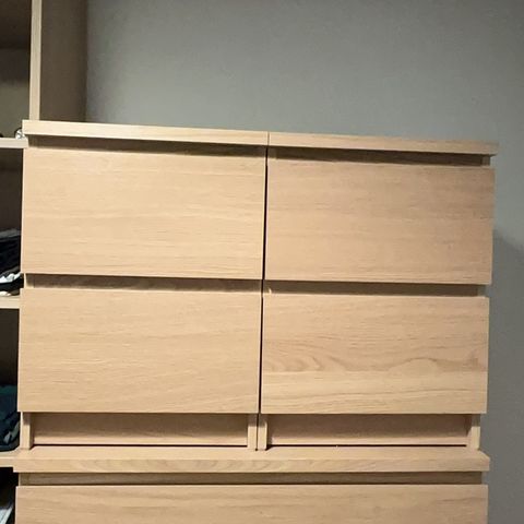 MALM Kommode med 2 skuffer, hvitbeiset eikefiner, 40x55 cm