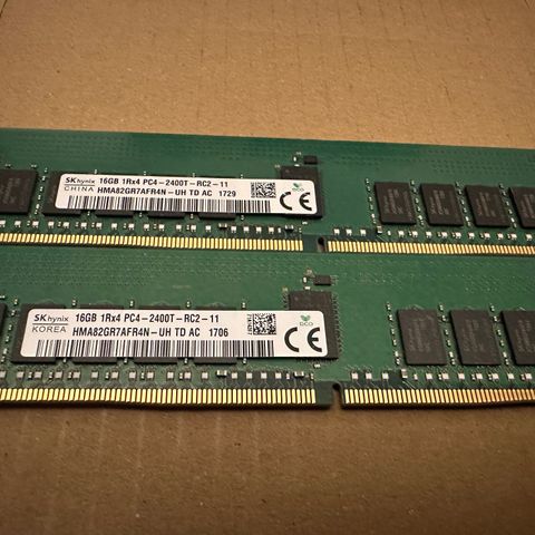 SK Hynix 16GB DDR4 2400T ECC Server/Workstation RAM - 49 stk tilgjengelig