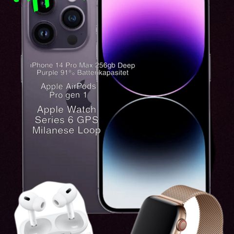 Apple pakke! iPhone 14 Pro Max, AirPods Pro og Apple Watch!