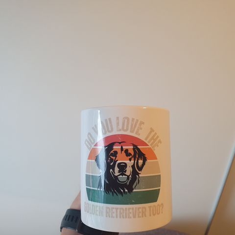 Kaffe kopp med stilig hunde design til salgs - Golden Retriever