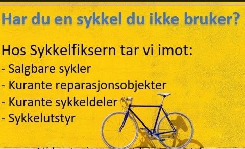 Sykkelfiksern tar i mot sykler og utstyr