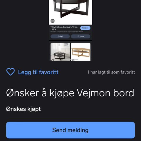 Ønsker å kjøpe vejmon salongbord brunsort