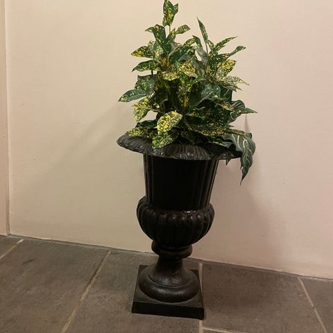 Krukke + plastikkplante