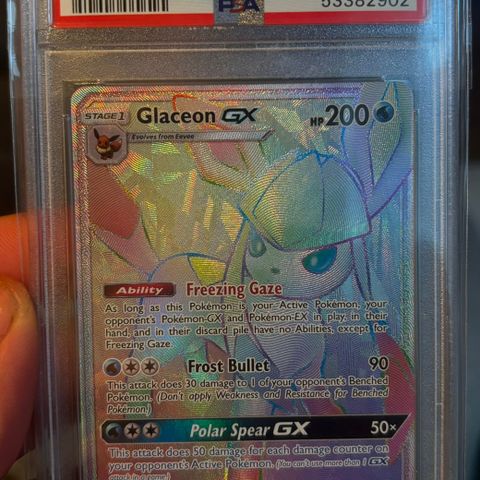 Glaceon GX Full Art Rainbow SecretRare 159/156 - Ultra Prism 2018 PSA10