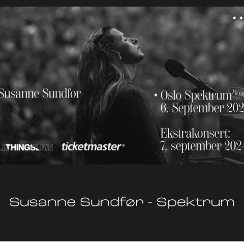 Susanne Sundfør konsert 6 september 2 biletter til salgs