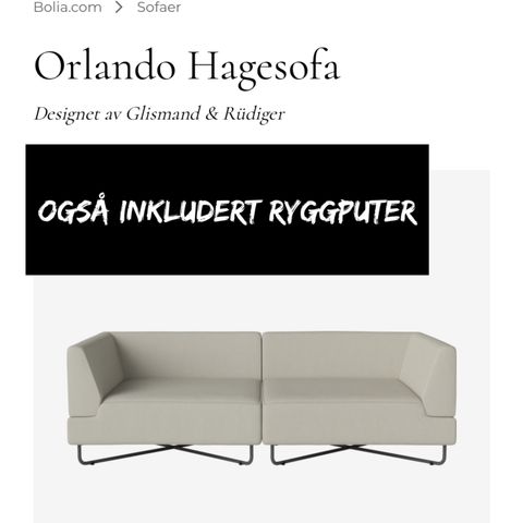 Lekker Orlando O2 hagesofa fra Bolia selges