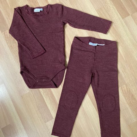 Name It body og leggings i 100% merinoull str 92