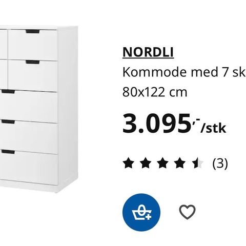 2 NORDLI kommoder fra IKEA (kr 1800 & 2000)