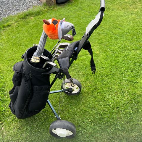 golf sett med bag og tralle