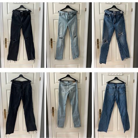 Jeans pakke. str 44, svart, blå, lys blå