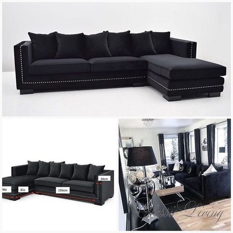 Sort velour sofa (RESERVERT)