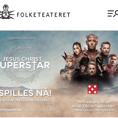 Jesus Christ Superstar 2 billetter 7. september kl 14.30