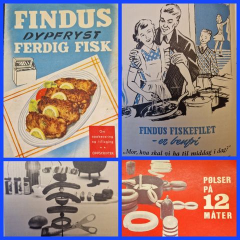 Oppskriftshefter fra Landbrukets sentralforbund og Findus. GAMLE! FLOTTE!