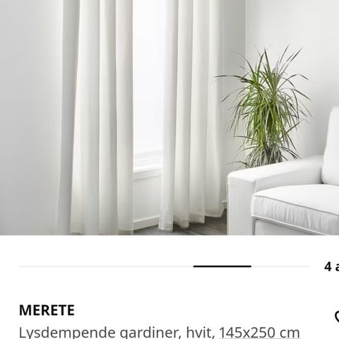 Merete gardiner 145/250 hvite