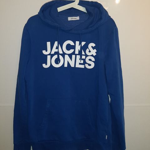 Herre. Blå genser, hettejakke fra JACK & JONES str S