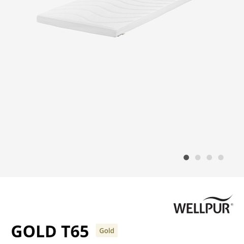 Som ny Wellpur gold T65 hvit 90x200x8 cm selges