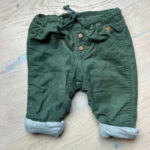 H&M Premium kordfløyel jogger pull-on st. 74 ~ grønn ~ veldig fin stand