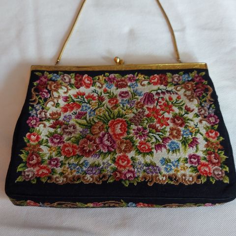 Nydelig vintage brodert håndveske/clutch