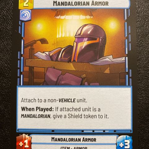 Mandalorian armor rare Star wars unlimited samlekort