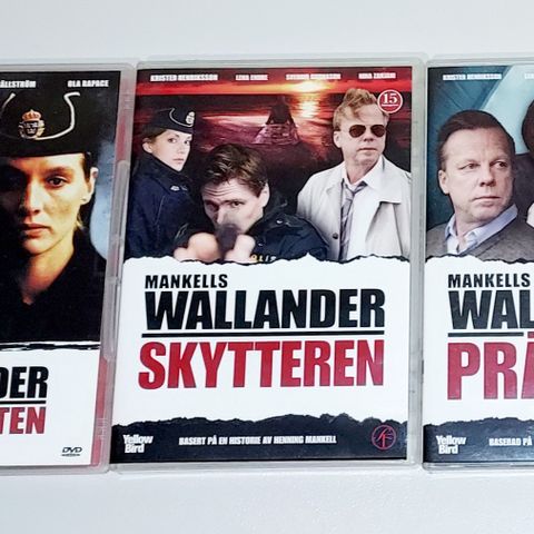 3 DVD.MANKELLS WALLANDER FILMER.Fler følger.