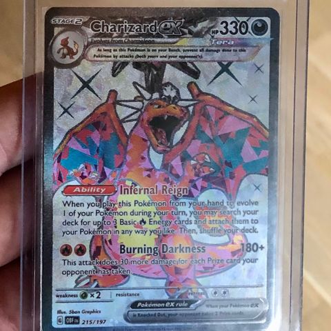 Charizard EX FA 215/197 Secret Rare - Tilstand "Pack Fresh" Obsidian Flames