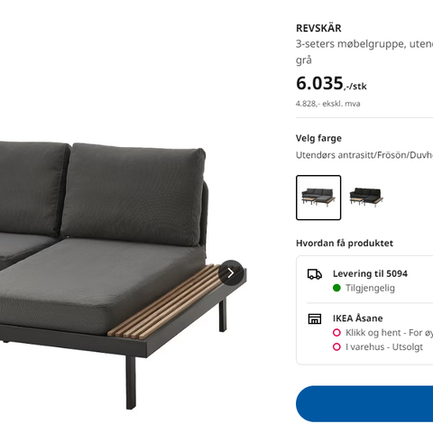 IKEA REVSKÄR møbelgruppe m/puter selges