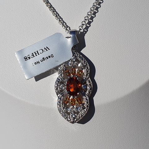 Brazil Citrine Yellow Sapphire Safir Topaz Silver 925 Sølv Necklace Halskjeder