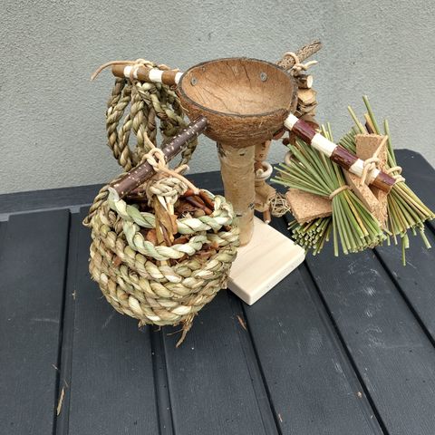 Premium parrot toy / hand made from natural materials