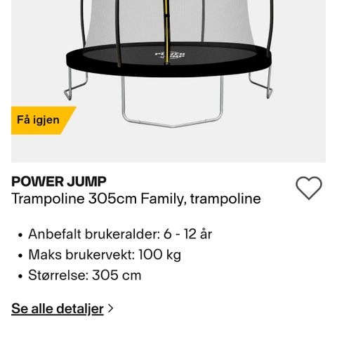 Nesten ny trampoline selges