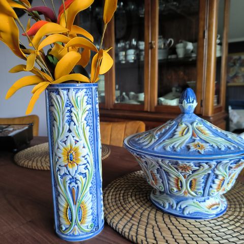 Vintage Elpa Alcobaca terinn og vase