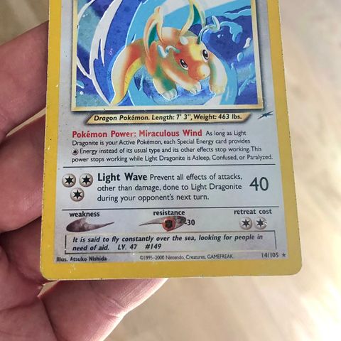 Pokemon TCG Light Dragonite Holo 14/105 - Neo Destiny